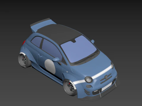 Fiat 500 Abarth Wide Body Kit Custom Sport Hatchback 3D Model
