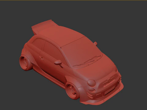 Fiat 500 Abarth Wide Body Kit Custom Sport Hatchback 3D Model