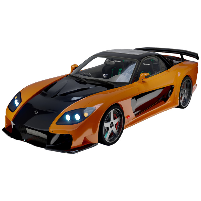 Mazda RX-7 Veilside Tokyo Drift JDM Tuned Sports 3D Model .c4d .max .obj .3ds .fbx .stl .blend 