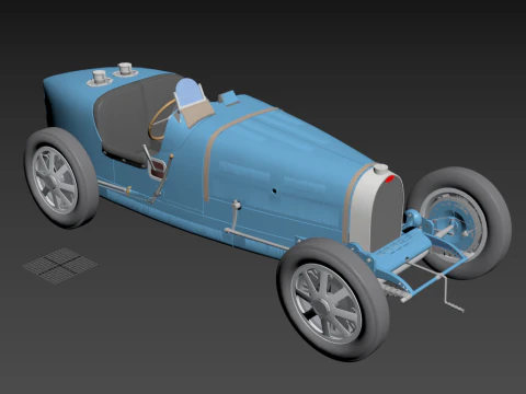 Bugatti Type 35 Classic Grand Prix Race Car 1927 3D Model