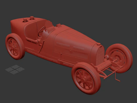 Bugatti Type 35 Classic Grand Prix Race Car 1927 3D Model