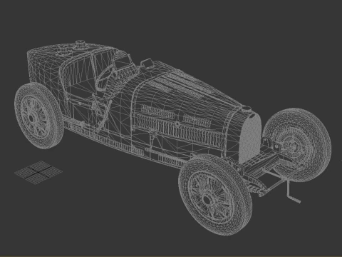 Bugatti Type 35 Classic Grand Prix Race Car 1927 3D Model