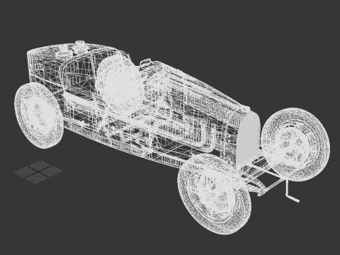 Bugatti Type 35 Classic Grand Prix Race Car 1927 3D Model