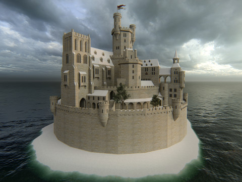 スパイラル キャッスル フォートレス ファンタジー ヒルトップ シタデル 3Dモデル