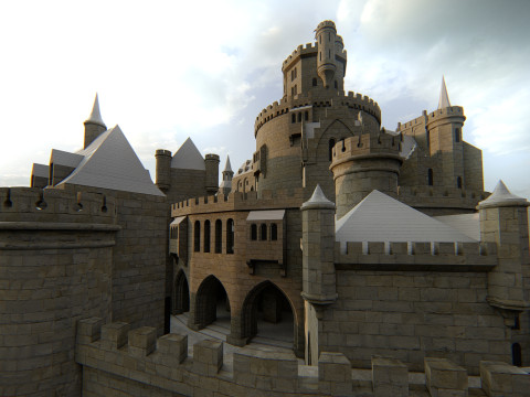 スパイラル キャッスル フォートレス ファンタジー ヒルトップ シタデル 3Dモデル