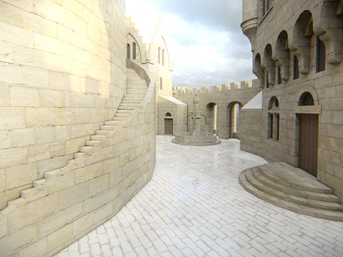 スパイラル キャッスル フォートレス ファンタジー ヒルトップ シタデル 3Dモデル