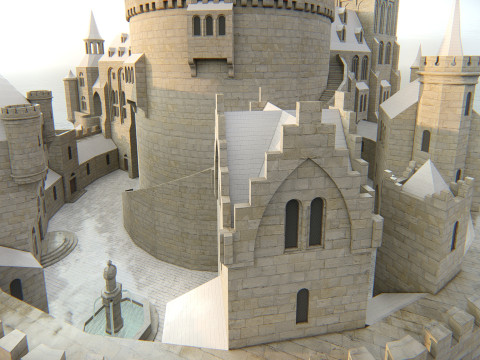 スパイラル キャッスル フォートレス ファンタジー ヒルトップ シタデル 3Dモデル