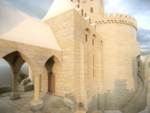 スパイラル キャッスル フォートレス ファンタジー ヒルトップ シタデル 3Dモデル