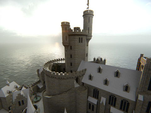 スパイラル キャッスル フォートレス ファンタジー ヒルトップ シタデル 3Dモデル