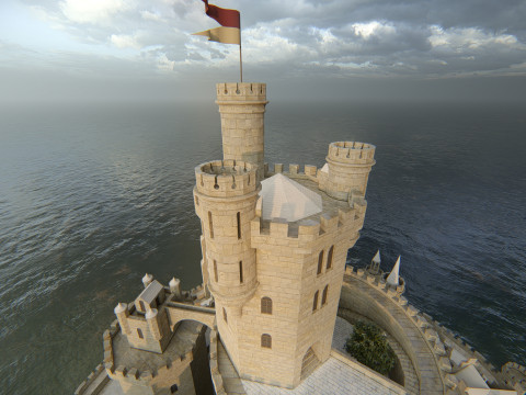 スパイラル キャッスル フォートレス ファンタジー ヒルトップ シタデル 3Dモデル