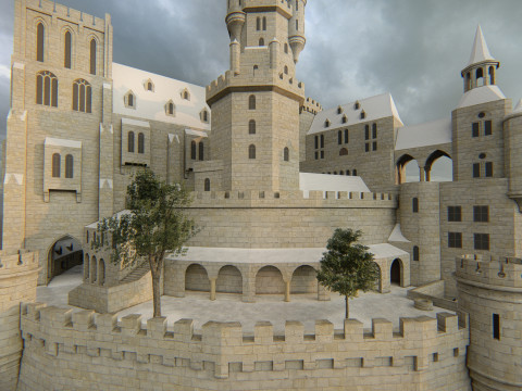 スパイラル キャッスル フォートレス ファンタジー ヒルトップ シタデル 3Dモデル