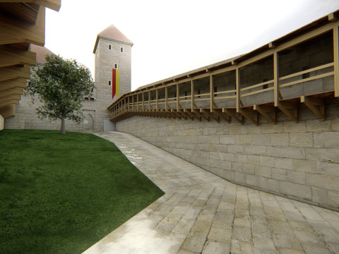 Forteresse médiévale de colline Complexe européen de château en pierre Modèle 3D