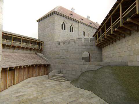 Fortaleza medieval de la colina Complejo europeo de castillos de piedra Modelo 3D