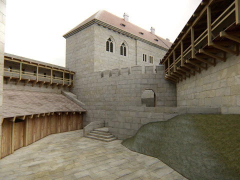 Medieval Hill Fortress European Stone Castle Complex 3D Model