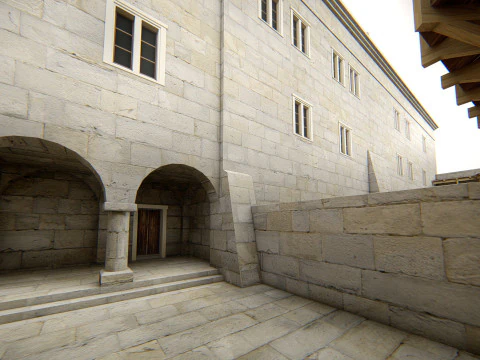 Medieval Hill Fortress European Stone Castle Complex 3D Model