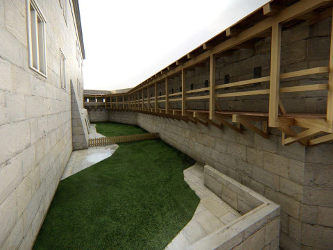 Medieval Hill Fortress European Stone Castle Complex 3D Model