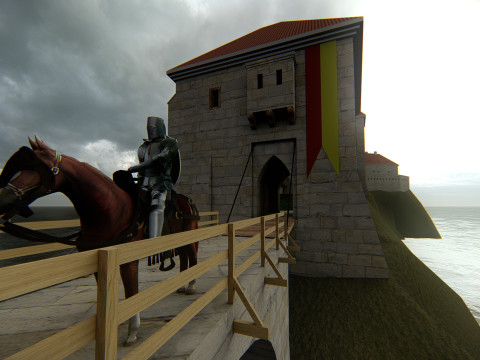 Fortaleza medieval de la colina Complejo europeo de castillos de piedra Modelo 3D