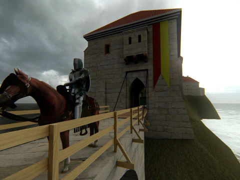 Medieval Hill Fortress European Stone Castle Complex 3D Model