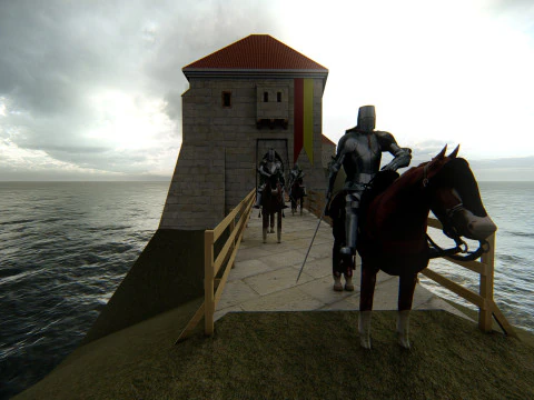 Medieval Hill Fortress European Stone Castle Complex 3D Model