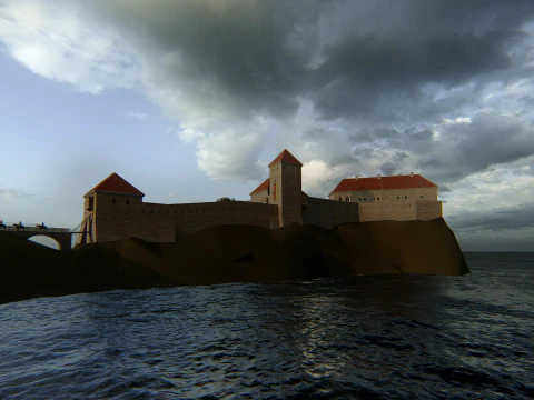 Medieval Hill Fortress European Stone Castle Complex 3D Model