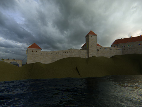 Fortaleza medieval de la colina Complejo europeo de castillos de piedra Modelo 3D