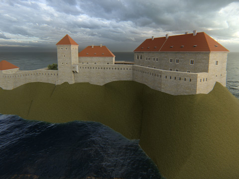 Fortaleza medieval de la colina Complejo europeo de castillos de piedra Modelo 3D