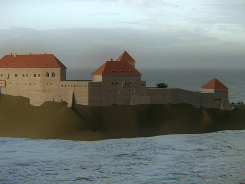 Medieval Hill Fortress European Stone Castle Complex 3D Model
