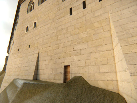Medieval Hill Fortress European Stone Castle Complex 3D Model