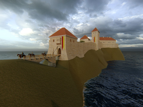 Fortaleza medieval de la colina Complejo europeo de castillos de piedra Modelo 3D