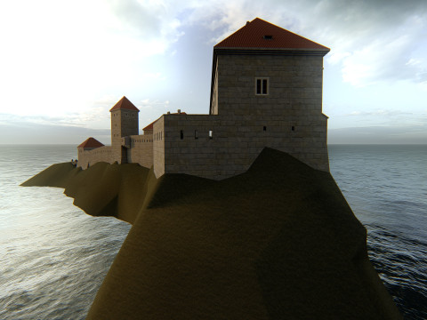 Fortaleza medieval de la colina Complejo europeo de castillos de piedra Modelo 3D