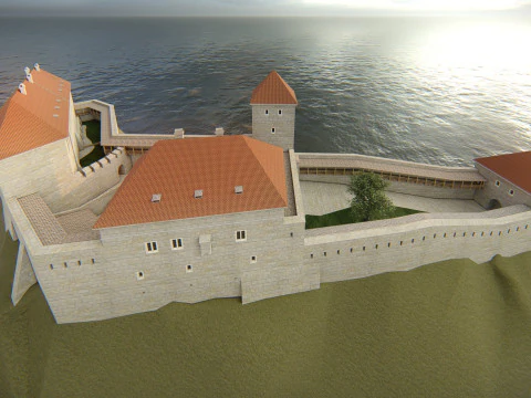 Medieval Hill Fortress European Stone Castle Complex 3D Model