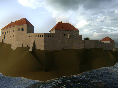 Medieval Hill Fortress European Stone Castle Complex 3D Model