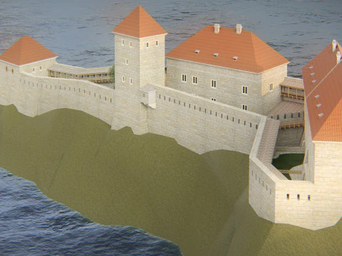 Medieval Hill Fortress European Stone Castle Complex 3D Model