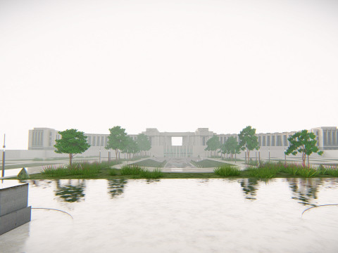 Eiffeltoren en Trocadero Gardens Parijs Landmark 3D Model