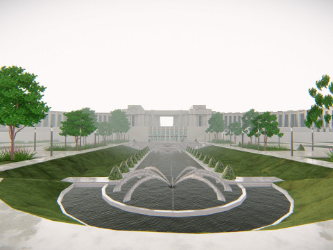 Eiffeltoren en Trocadero Gardens Parijs Landmark 3D Model