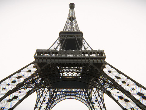 Eiffeltoren en Trocadero Gardens Parijs Landmark 3D Model