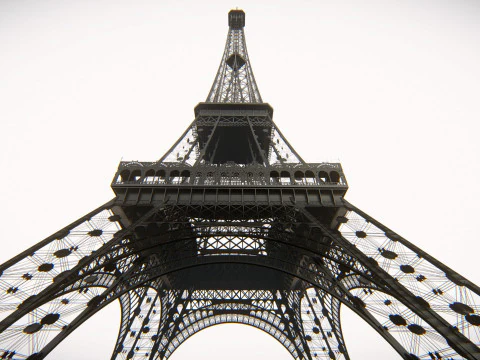 Eiffel Tower and Trocadro Gardens Paris Landmark 3D Model
