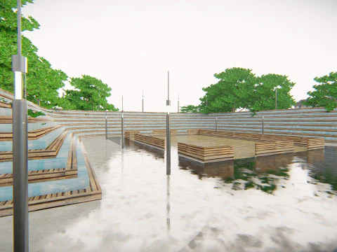 Eiffel Tower and Trocadro Gardens Paris Landmark 3D Model