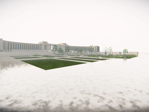 Eiffel Tower and Trocadro Gardens Paris Landmark 3D Model