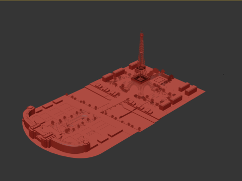 Eiffeltoren en Trocadero Gardens Parijs Landmark 3D Model