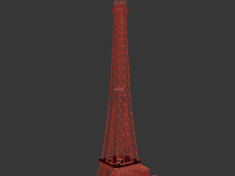 Eiffel Tower and Trocadro Gardens Paris Landmark 3D Model