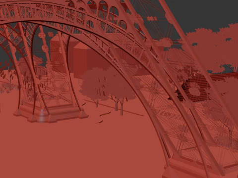 Eiffel Tower and Trocadro Gardens Paris Landmark 3D Model