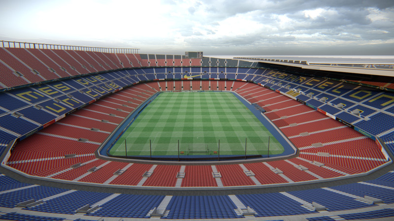 Camp Nou Stadion FC Barcelona Fußballarena 3D Modell .c4d .max .obj .3ds .fbx .stl .blend 