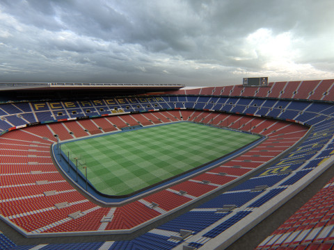 Camp Nou Stadion FC Barcelona Fußballarena 3D Modell
