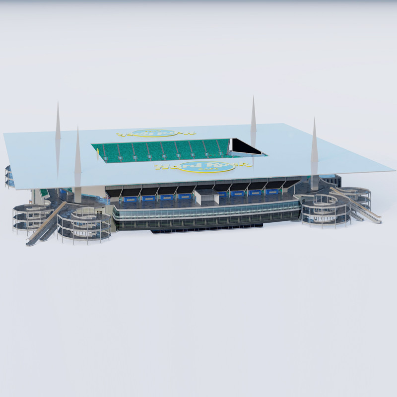 Hard Rock Stadium Майамі Реалістичний стадіон NFL 3D Модель .c4d .max .obj .3ds .fbx .stl .blend