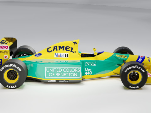 Benetton B192 Formel 1 Camel-Lackierung 3D Modell