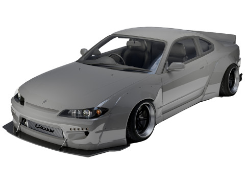 Nissan Silvia S15 Rocket Bunny 1999 Szerokokadłubowy samochód do driftu Model 3D