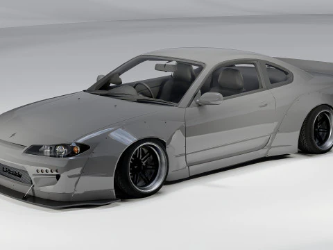 Nissan Silvia S15 Rocket Bunny 1999 Widebody Drift Car 3D Model
