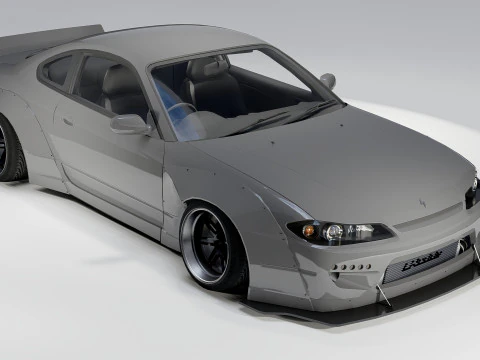 Nissan Silvia S15 Rocket Bunny 1999 Widebody Drift Car 3D Model