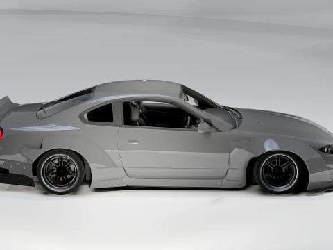 Nissan Silvia S15 Rocket Bunny 1999 Widebody Drift Car 3D Model